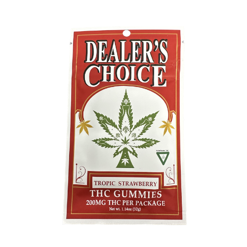 Photograph of product: Dealers Choice 200mg Gummies Tropic Strawberries