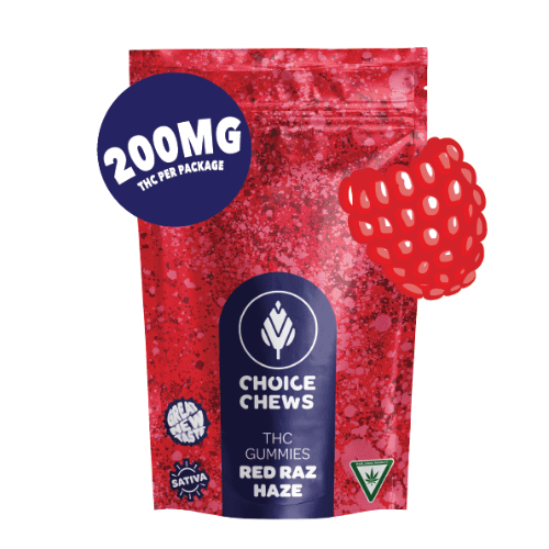 Photograph of product: Choice 200mg Gummies Red Raz Haze