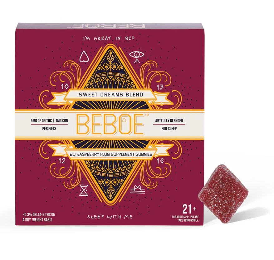 Photograph of product: Sweet Dreams Blend - 5:1 TH-oui:CBN Raspberry Plum Gummies