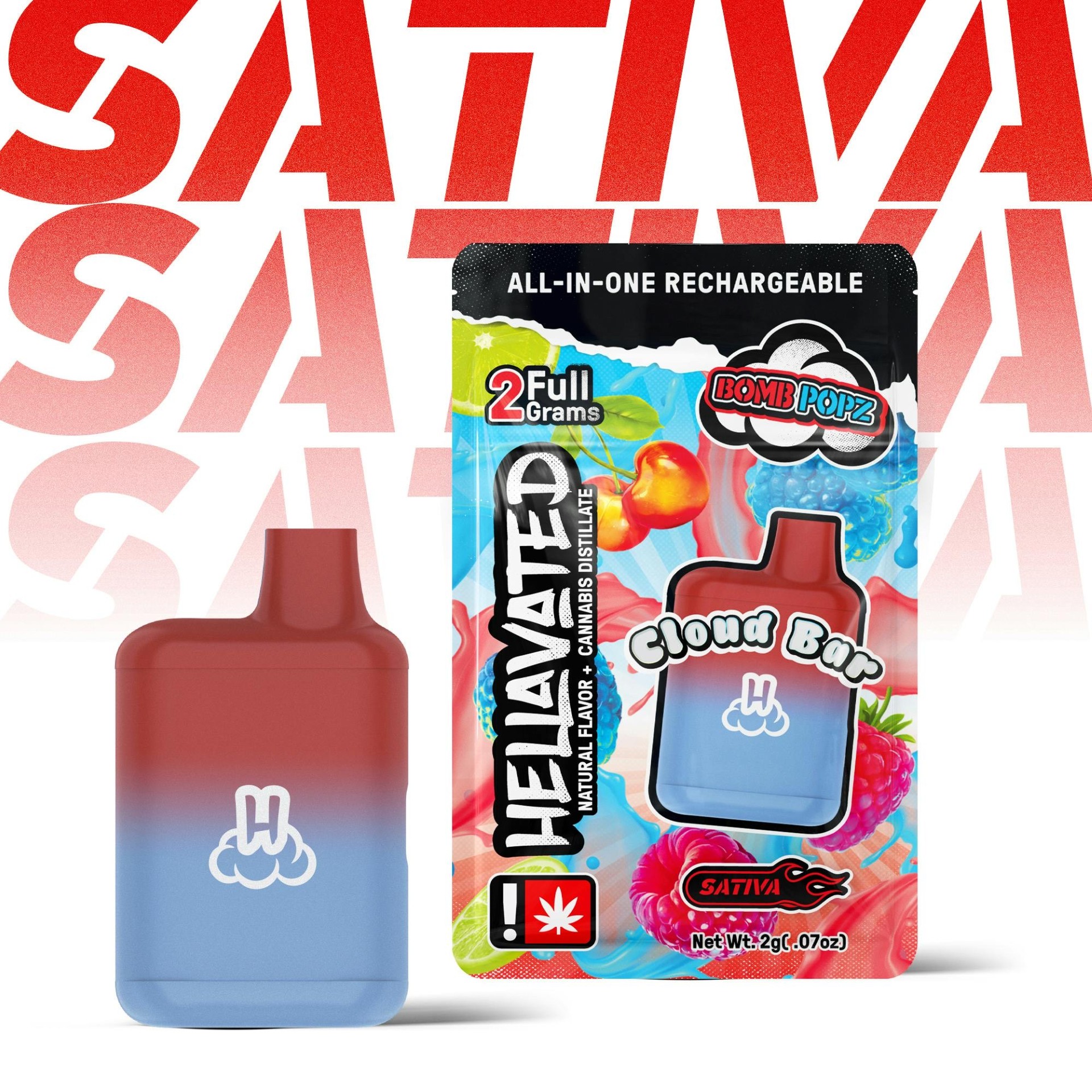 Photograph of product: HELLAVATED - DISPOSABLE DISTILLATE - 2G - BOMB POPZ