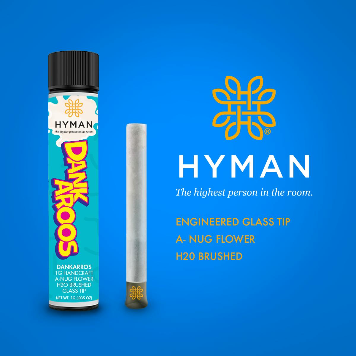 Photograph of product: Hyman Handcrafted Pre Roll Dankaroos - 1g