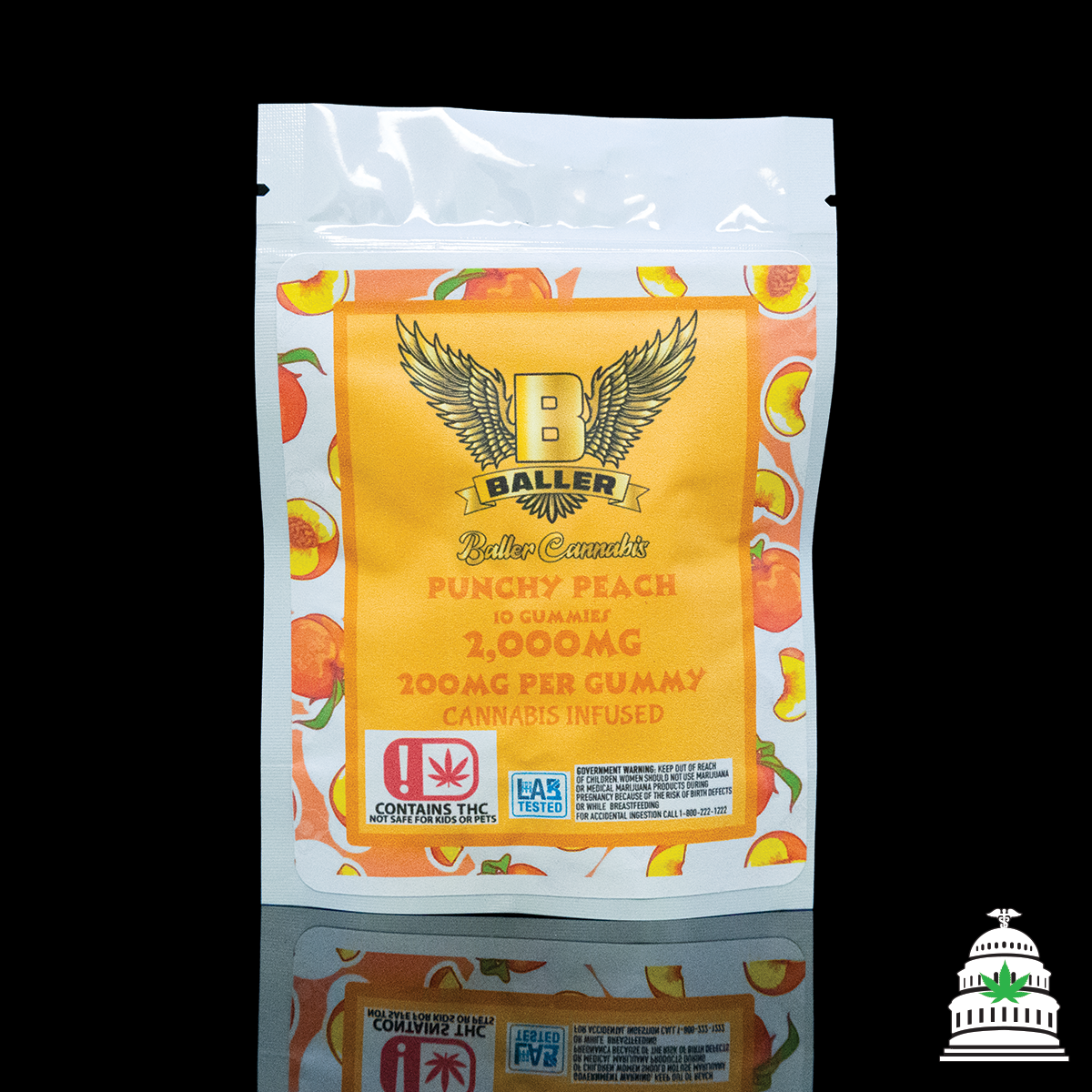 Photograph of Product: Peach - 2000mg Baller Gummies