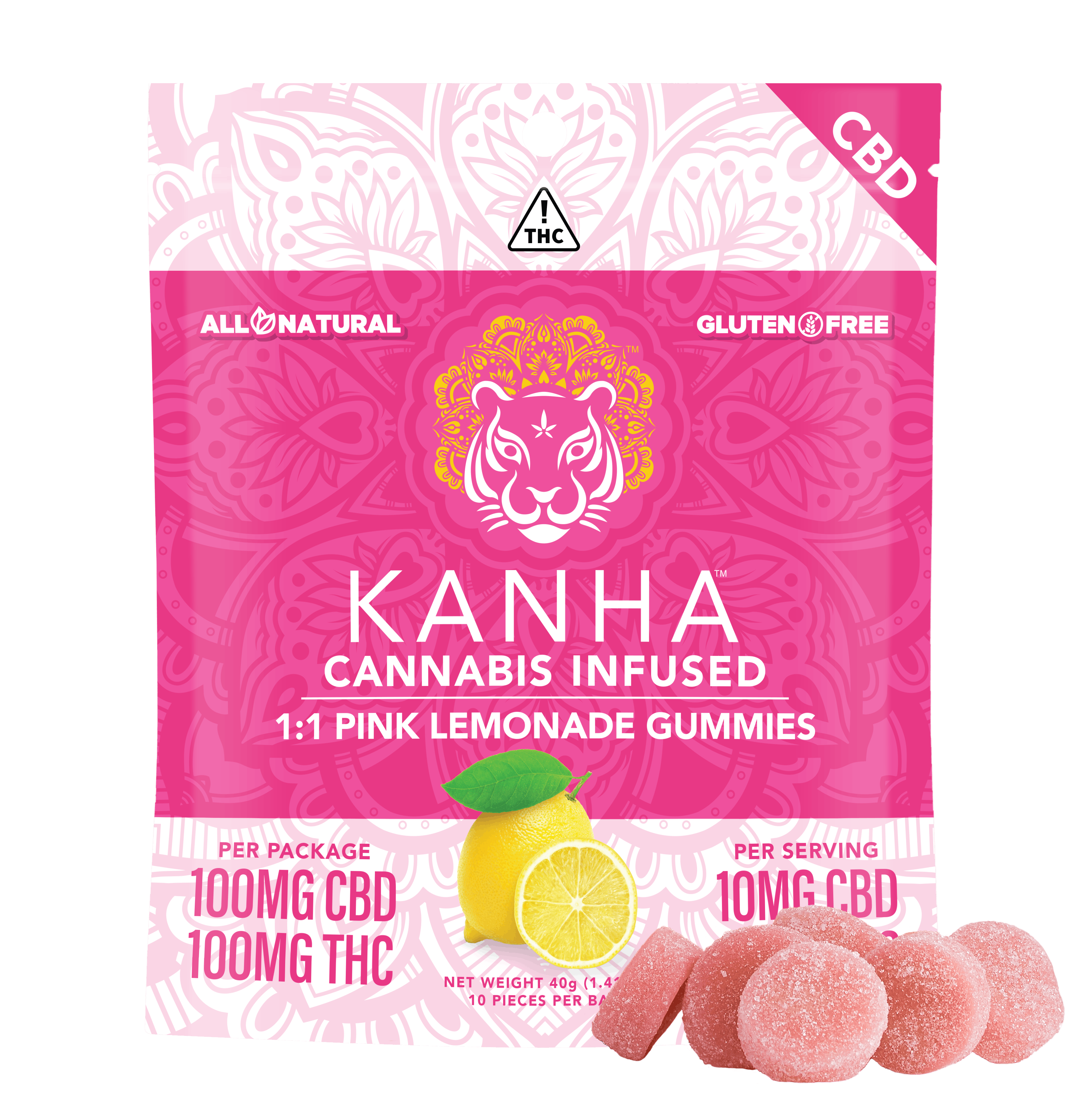 Photograph of product: 1:1 Pink Lemonade CBD/THC - 100mg