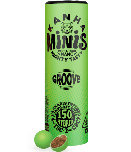 Photograph of product: Groove Minis Nano Chocolate Bites 150mg - THC:CBC 2:1