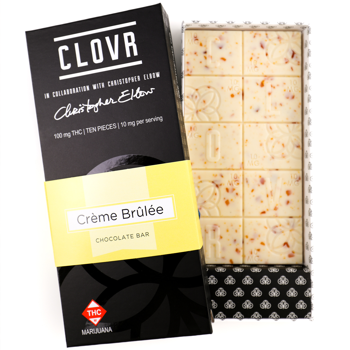 Photograph of product: Clovr-Chocolate Bar-Creme Brulee--100mg