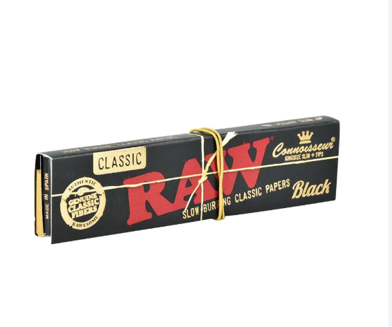 Photograph of product: Rolling Papers | Raw Black Classic Kingsize Slim Papers & Tips