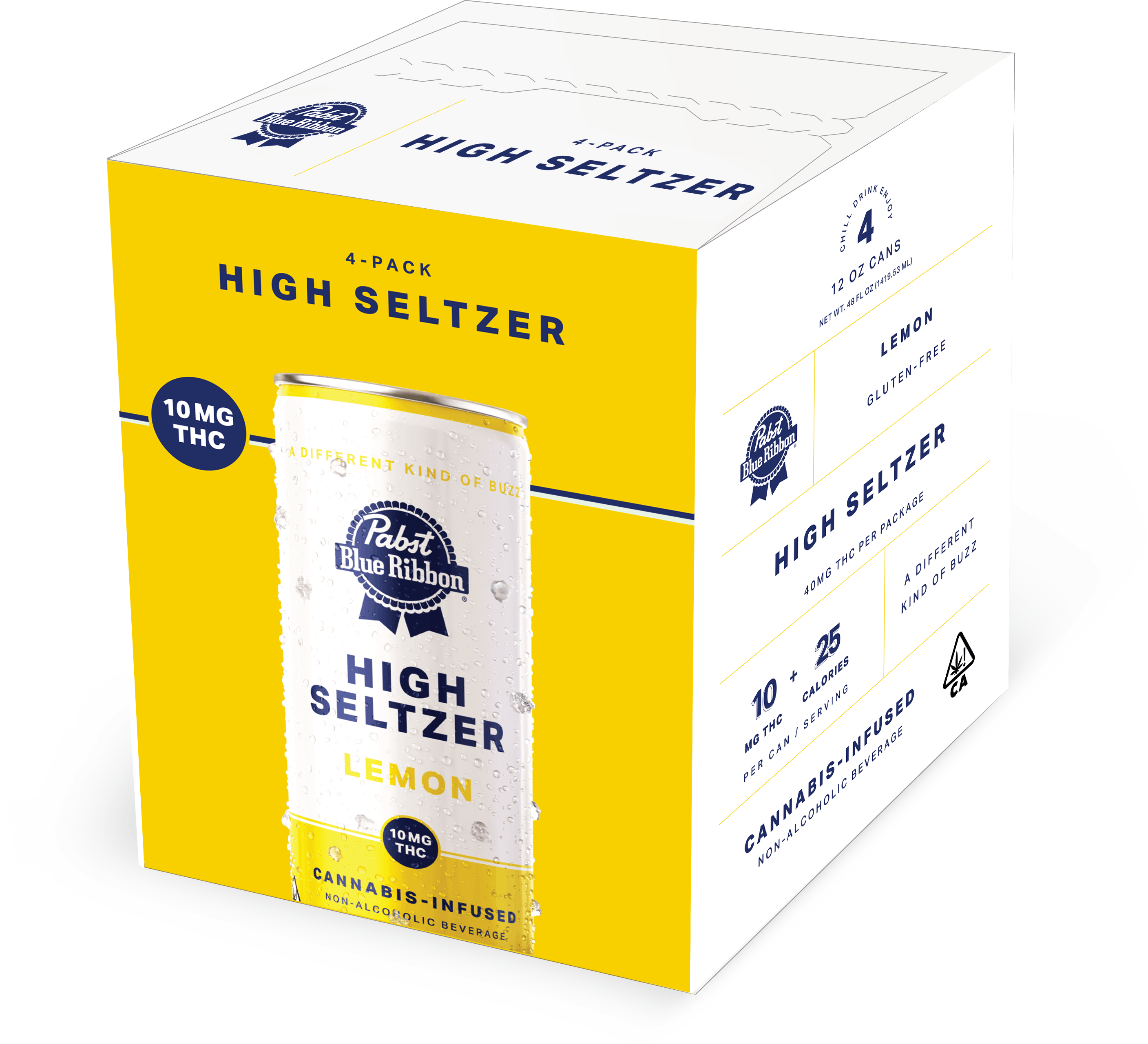 Photograph of product: Pabst | Lemon Infused High Seltzer 4 Pack | 40mg