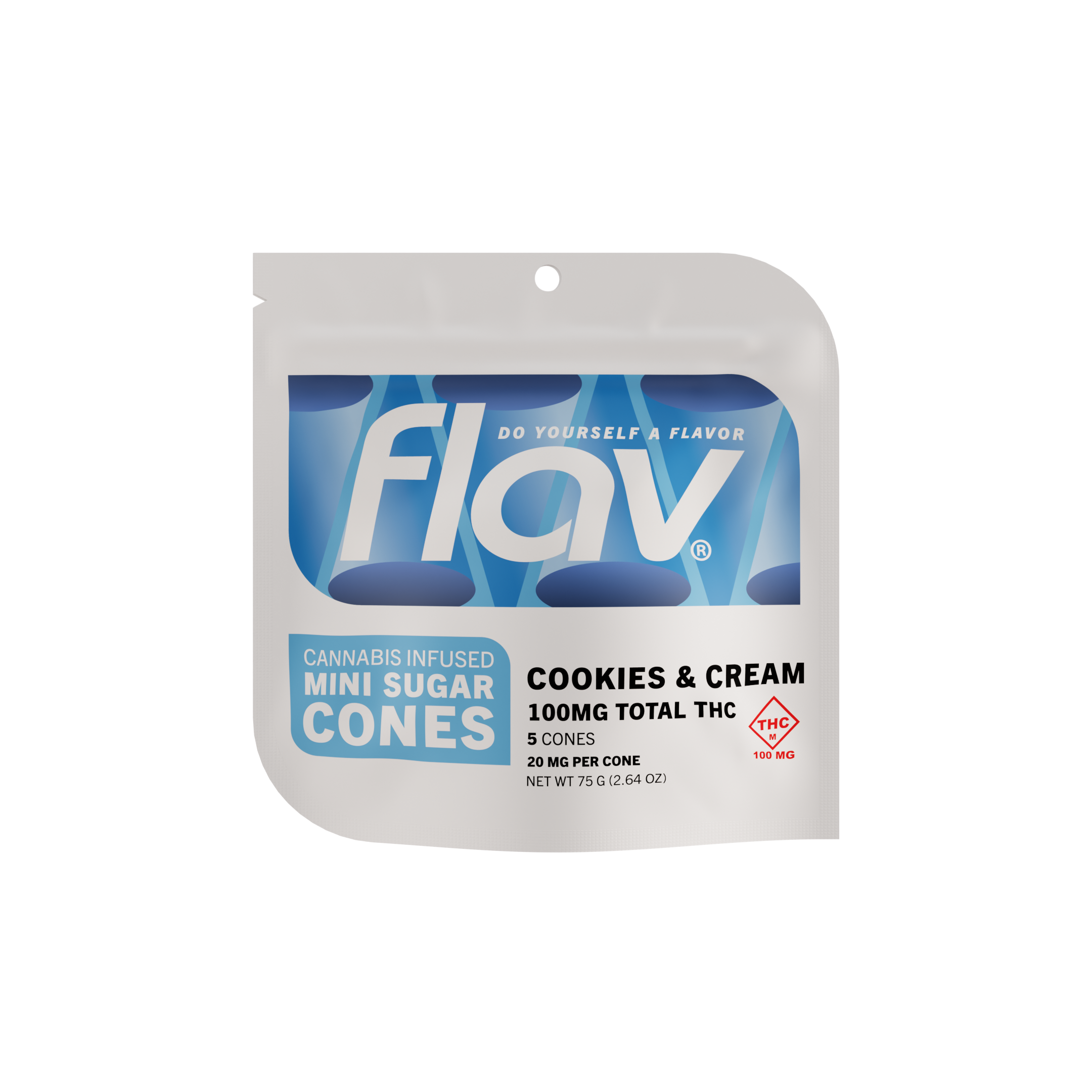 Photograph of Product: Cookies and Cream Mini Waffle Cones 5pk (100mg)