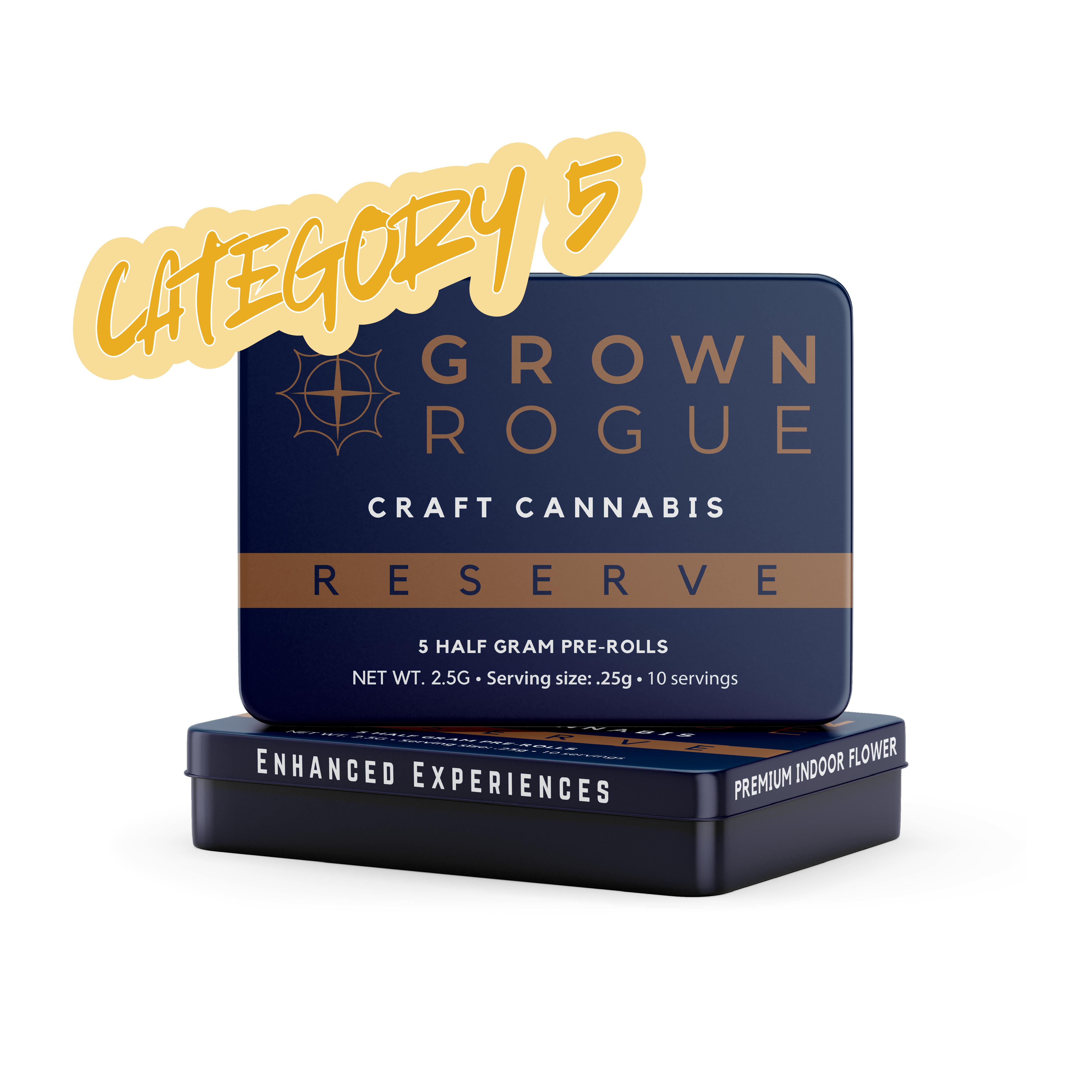 Photograph of product: Grown Rogue | Category 5 | Pre Roll 2.5g/5pk