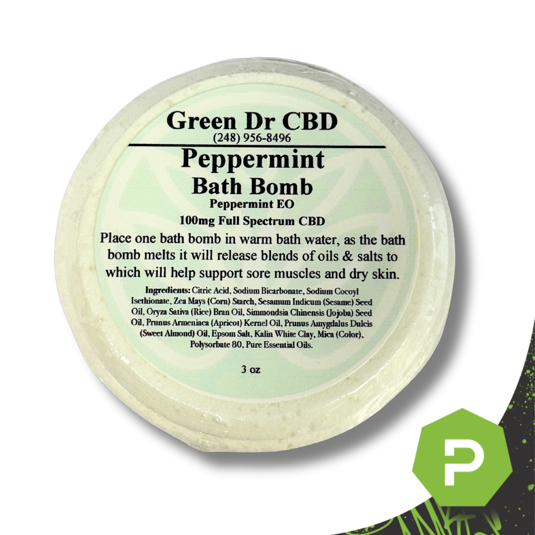 Photograph of product: Green DR | 100mg CBD Bath Bomb | Peppermint