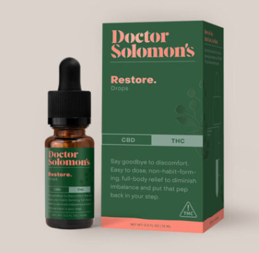Photograph of product: Dr. Solomon's l Restore RSO Tincture l 1:1 CBD:TH-oui l 200mg