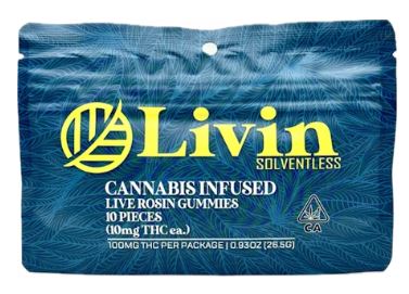 Photograph of product: Peach Cobbler 100mg Live Rosin 10 Pack Gummies - Livin Solventless
