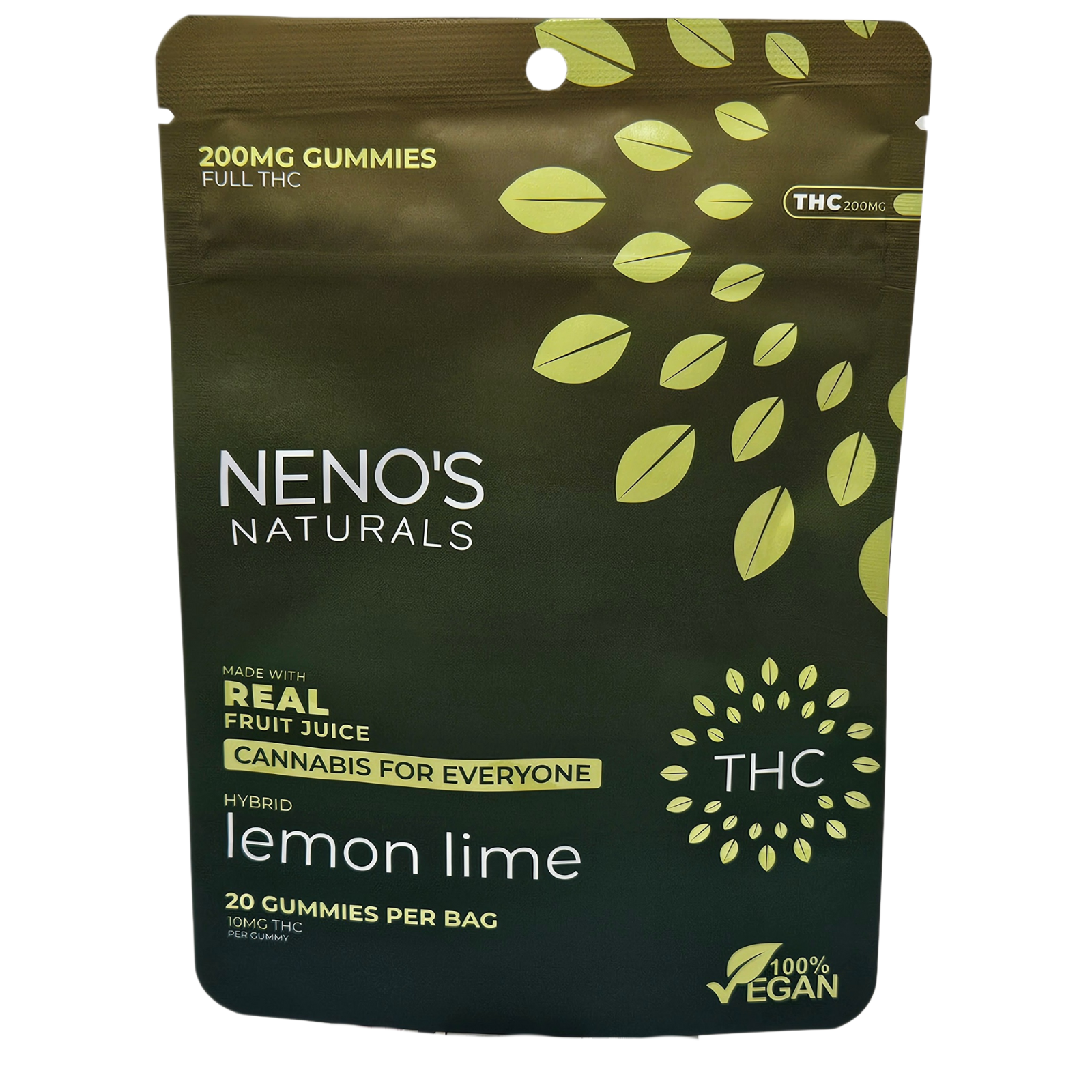 Photograph of product: Neno's Naturals Lemon Lime Gummies 200mg Rec