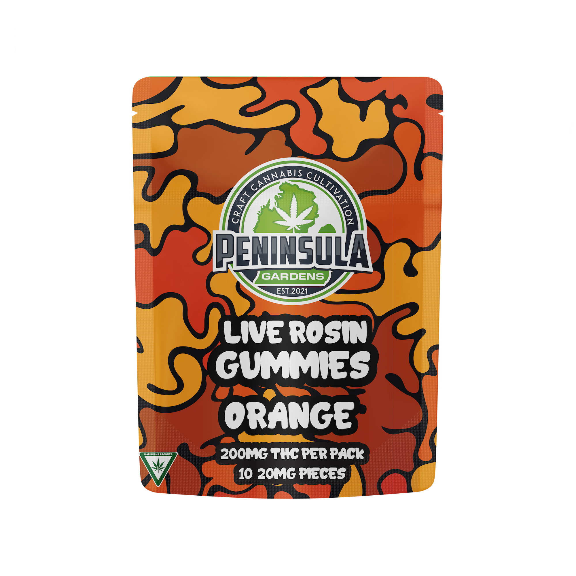 Photograph of product: Peninsula Garden | 200mg Rosin Gummies | Orange