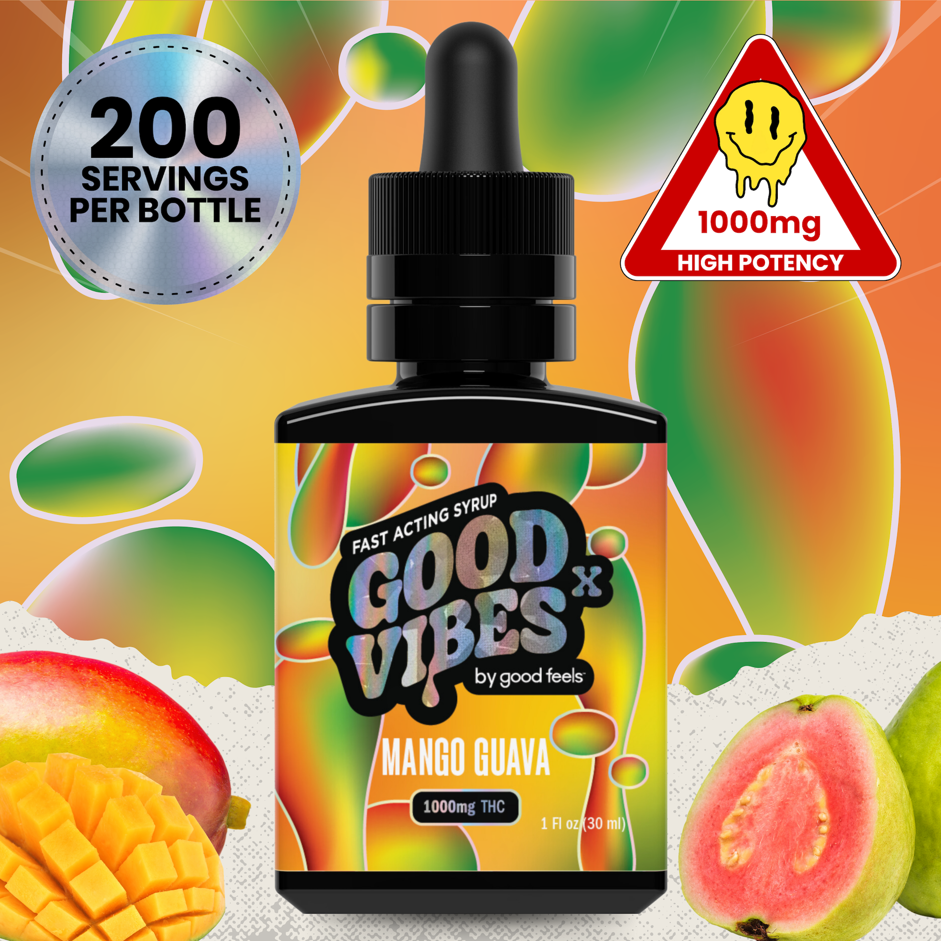 Photograph of product: Good Vibes X - Mango Guava - Tincture - 1000mg