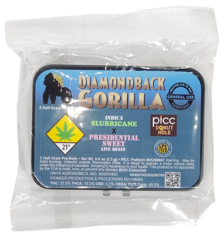 Photograph of product: Diamond Back Gorilla IPR Pack Slurricane (Darkstar/Onyx) & Presidential Sweet (Pioneer) 5 x 0.5g