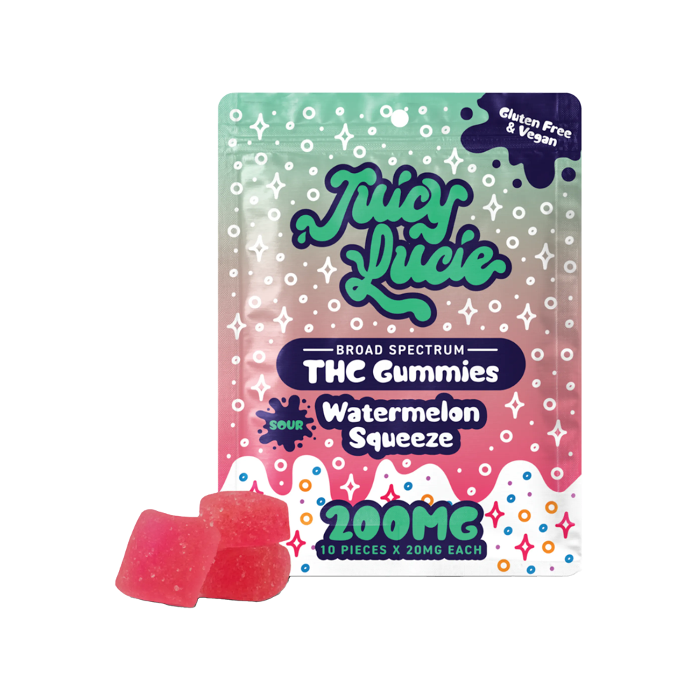 Photograph of product: Juicy Lucie | Watermelon Squeeze  | Infused Gummies | 200mg | Oui'd