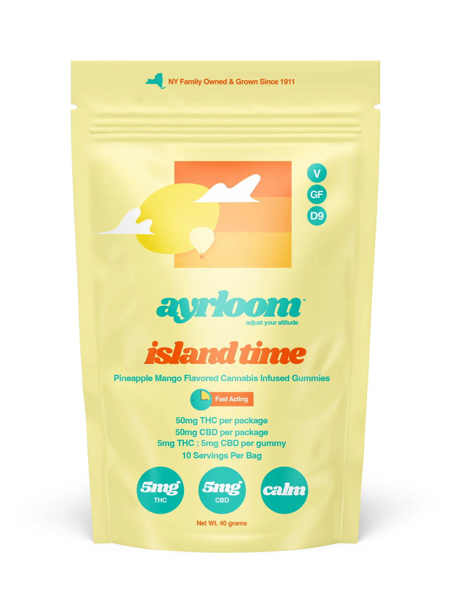 Photograph of Product: Ayrloom AU | 50mg 1:1 Gummies 10pk | Island Time