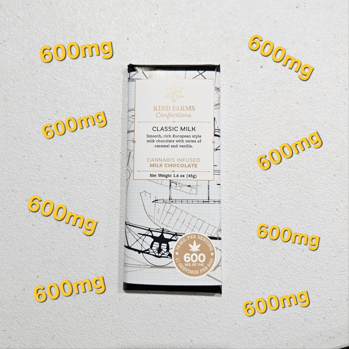 Photograph of product: Kind Farms | Classic Milk | 600MG Choc Bar