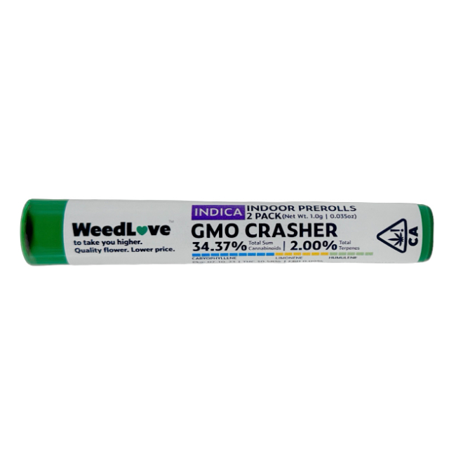 Photograph of product: GMO CRASHER PREROLLS 1G 2/PK