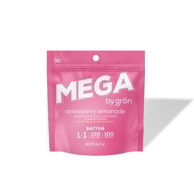 Photograph of product: Grn l Strawberry Lemonade Mega Pearl 1:1 [CBC:TH-oui] l 1pk l 100mg