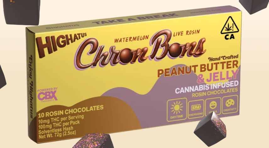 Photograph of product: Chron Bons [S] | Peanut Butter & Jelly Rosin Infused Chocolates 100MG 10pk | Highatus
