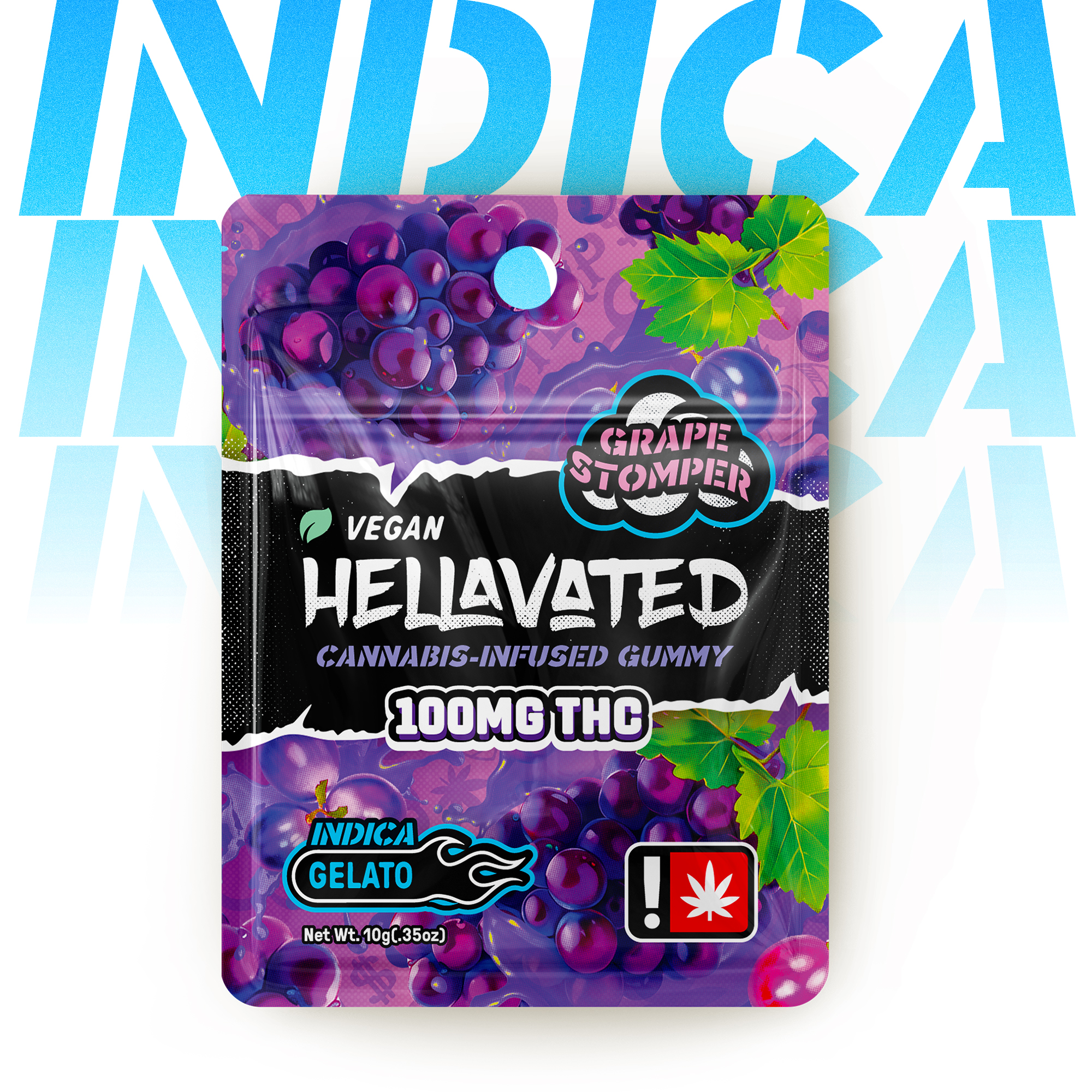 Photograph of product: Hellavated - Grape Stomper 100mg Single Gummy
