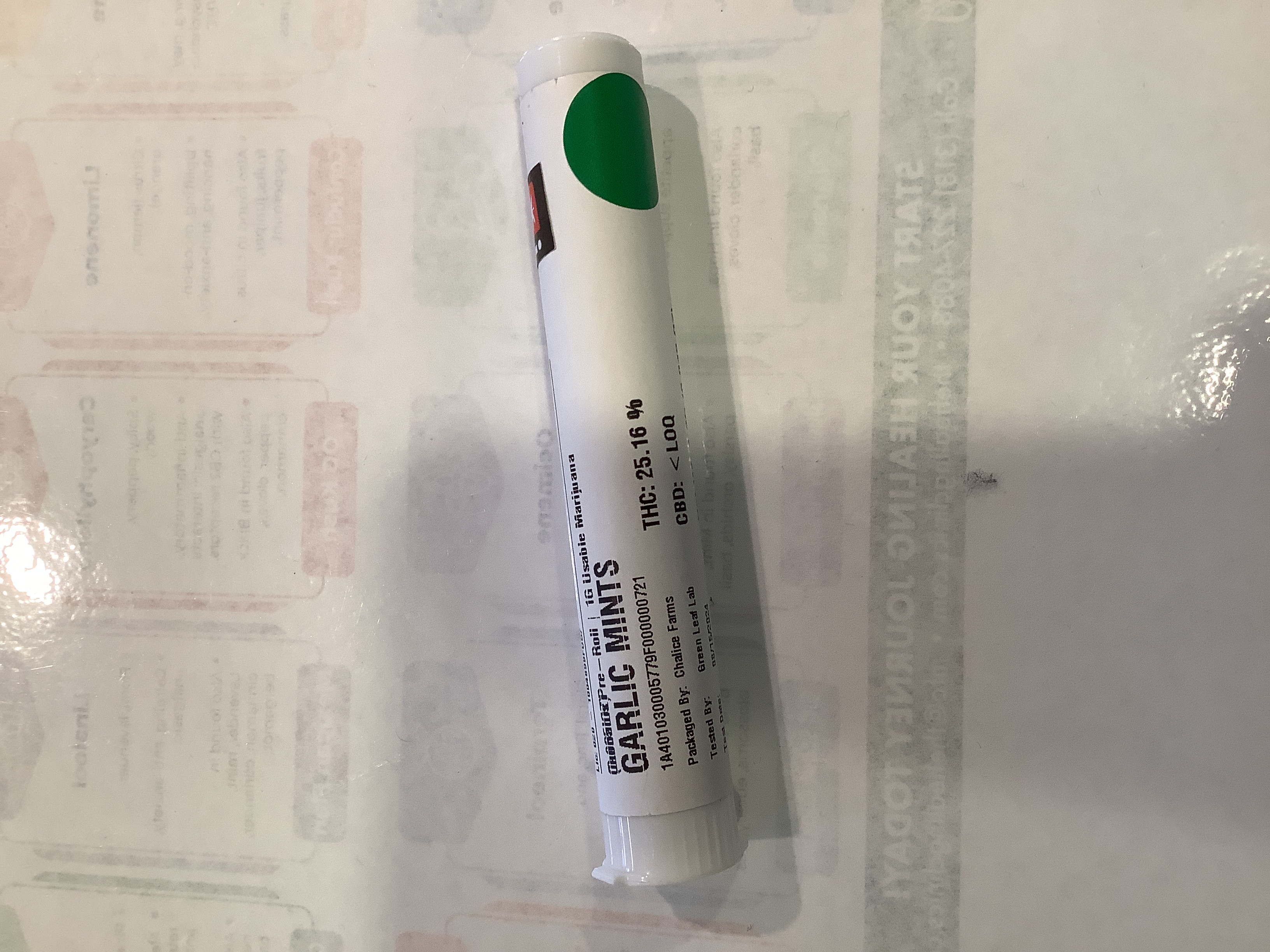 Photograph of product: Belushi Farm | GARLIC MINTZ | House PreRoll |1g