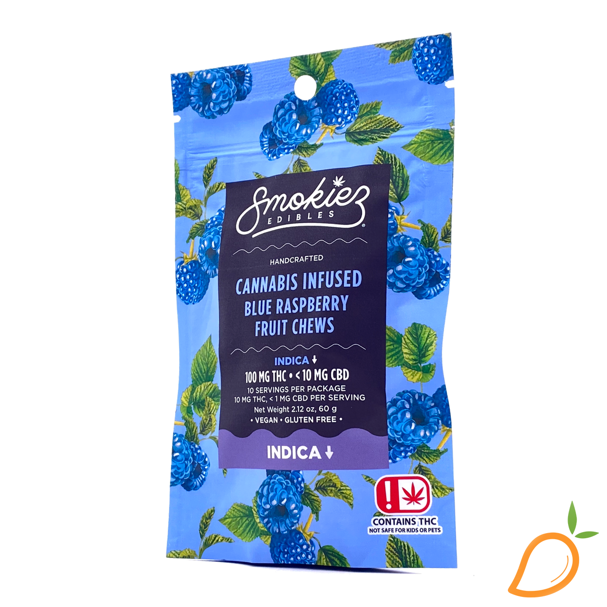 Photograph of product: 100mg Blue Raspberry Oui'd Fruit Chews Smokiez