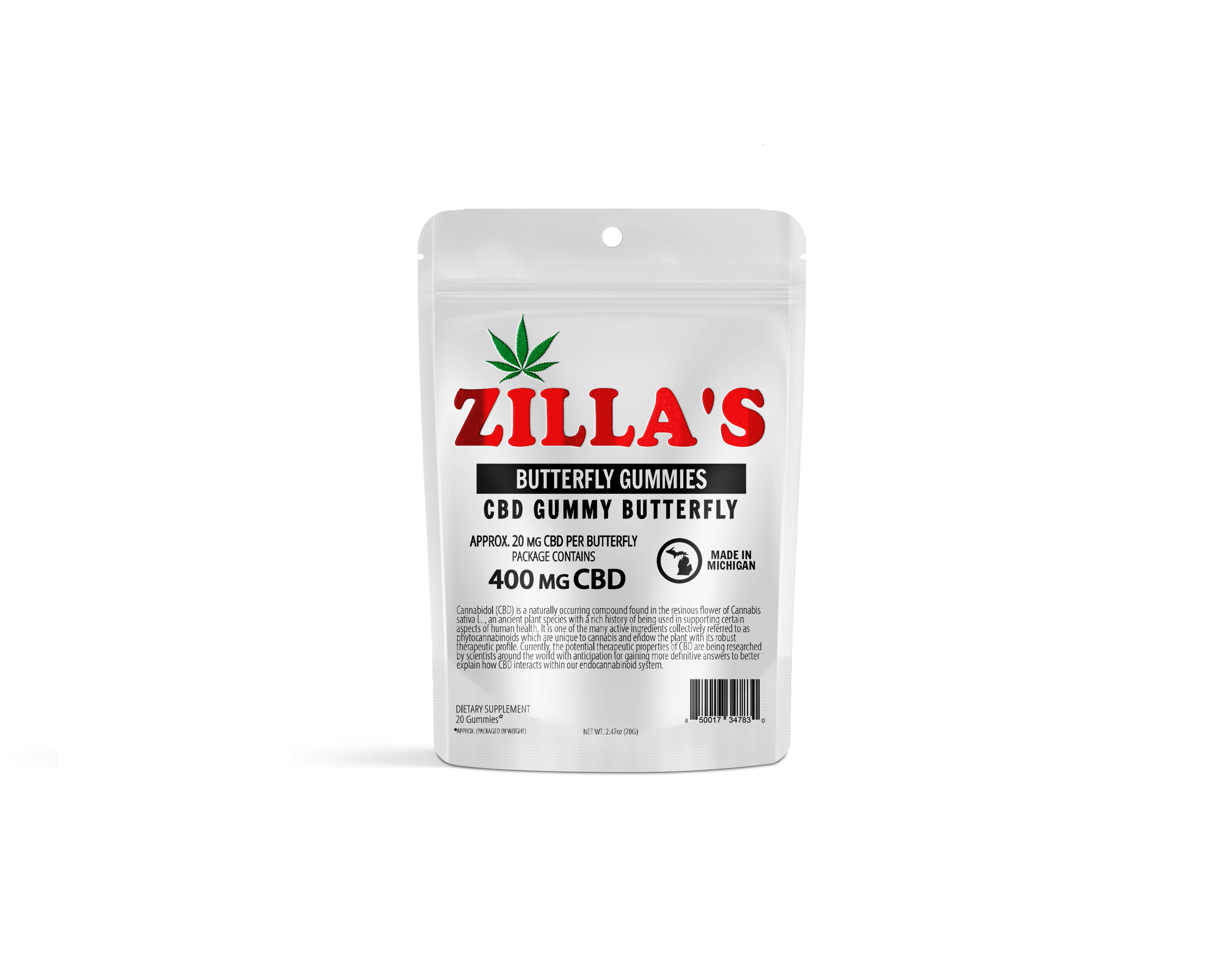 Photograph of product: Zilla's Butterfly CBD Gummies 400mg