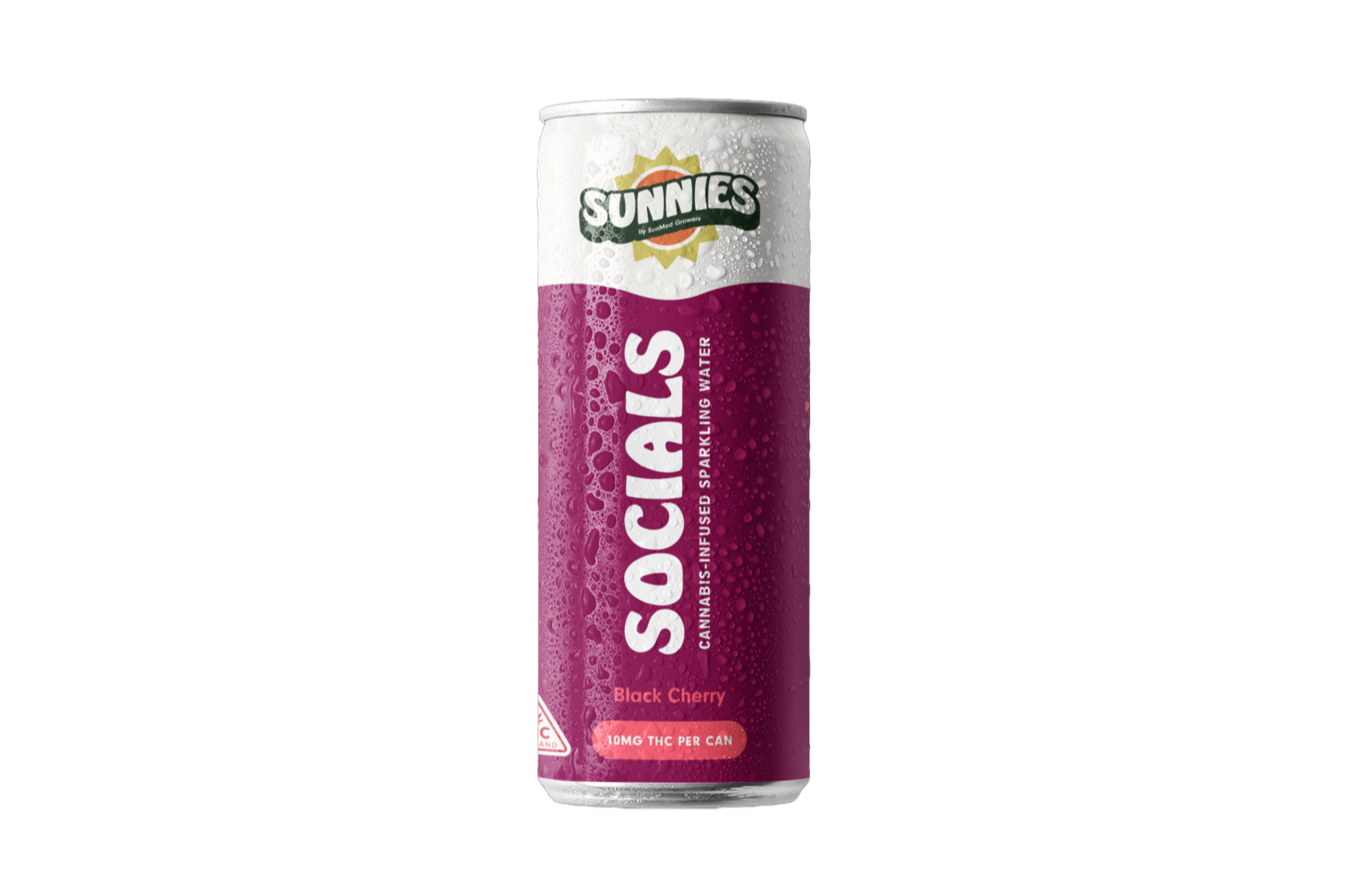 Photograph of product: Black Cherry Infused Sparkling Water 10mg (1ct) - Sunnies Socials