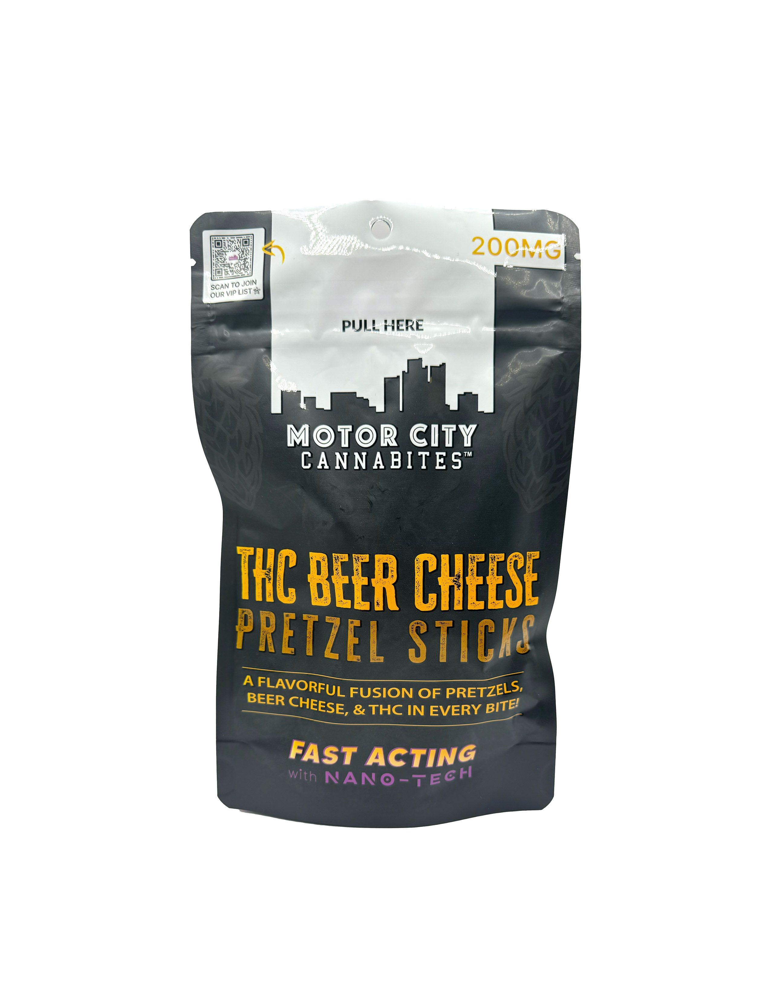 Photograph of product: Motor City Fast-Acting Beer Cheese Pretzel Sticks 200mg Rec