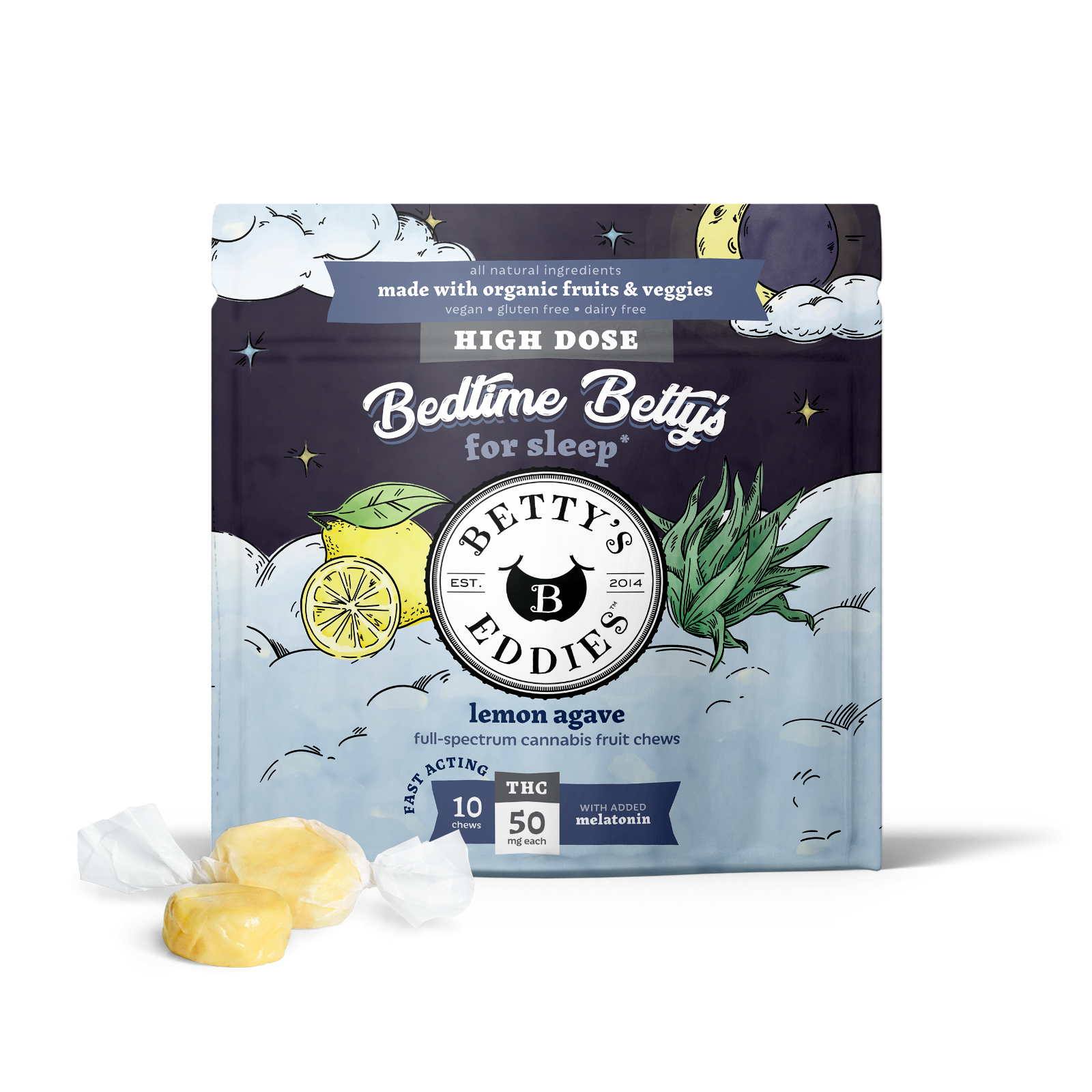 Photograph of product: Bedtime Lemon Agave | MED Nano Taffy | 500mg