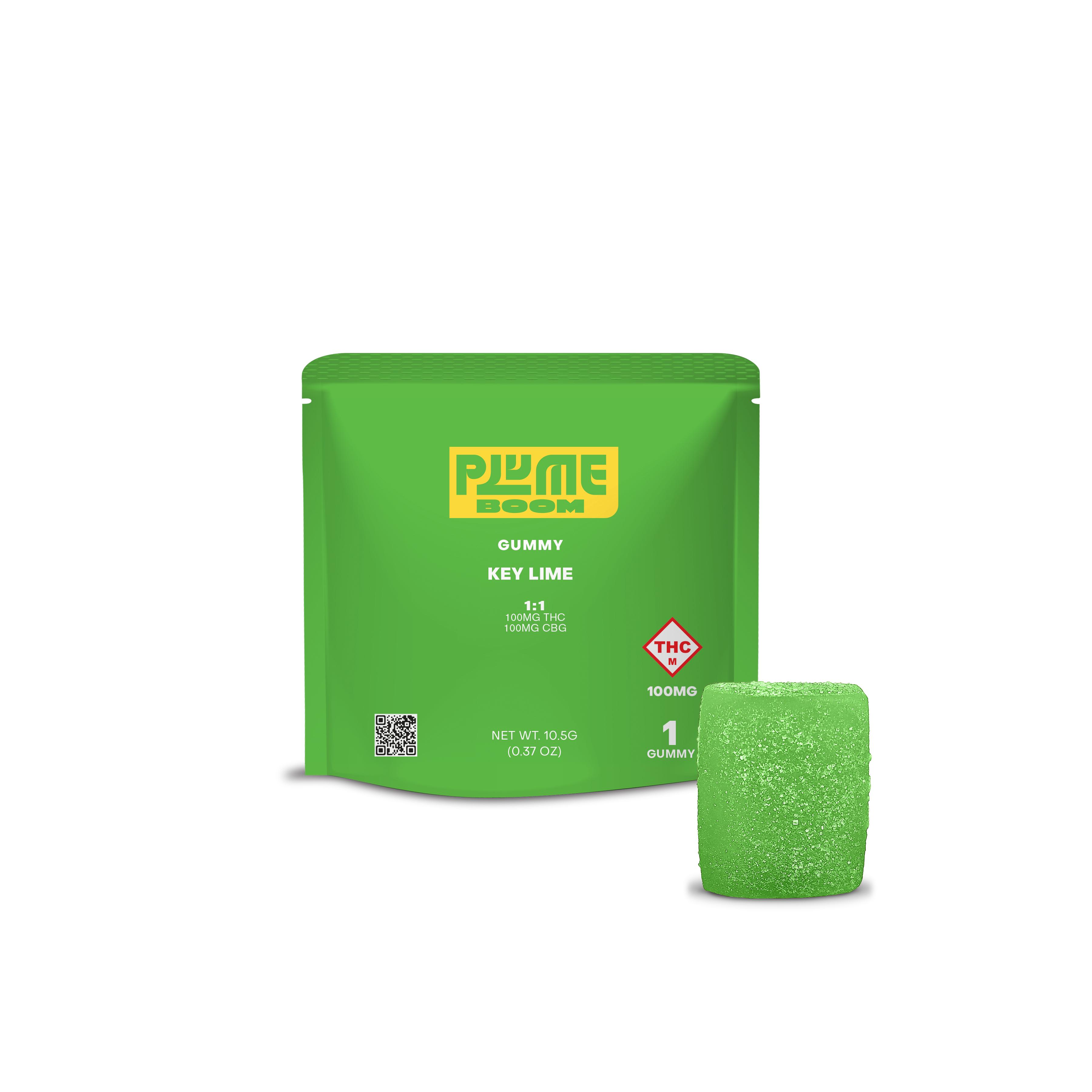 Photograph of product: Key Lime Pie Plume BOOM Gummy - 1:1 CBG:TH-oui - 100mg TH-oui 1 pcs. - Plume