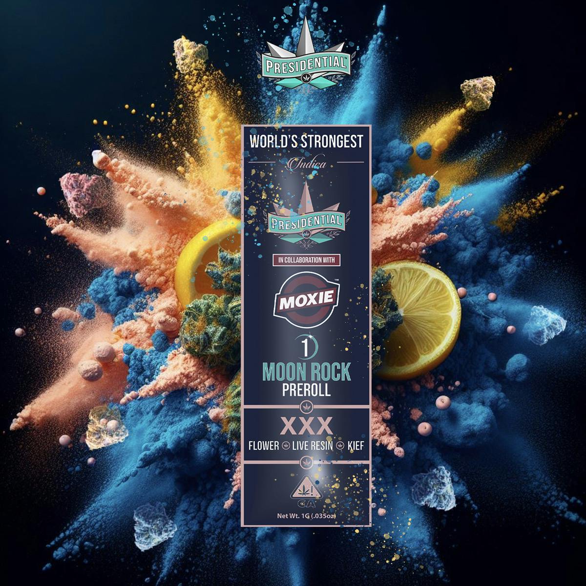 Photograph of product: Presidential XXX Moon Rock Pre-roll 1g