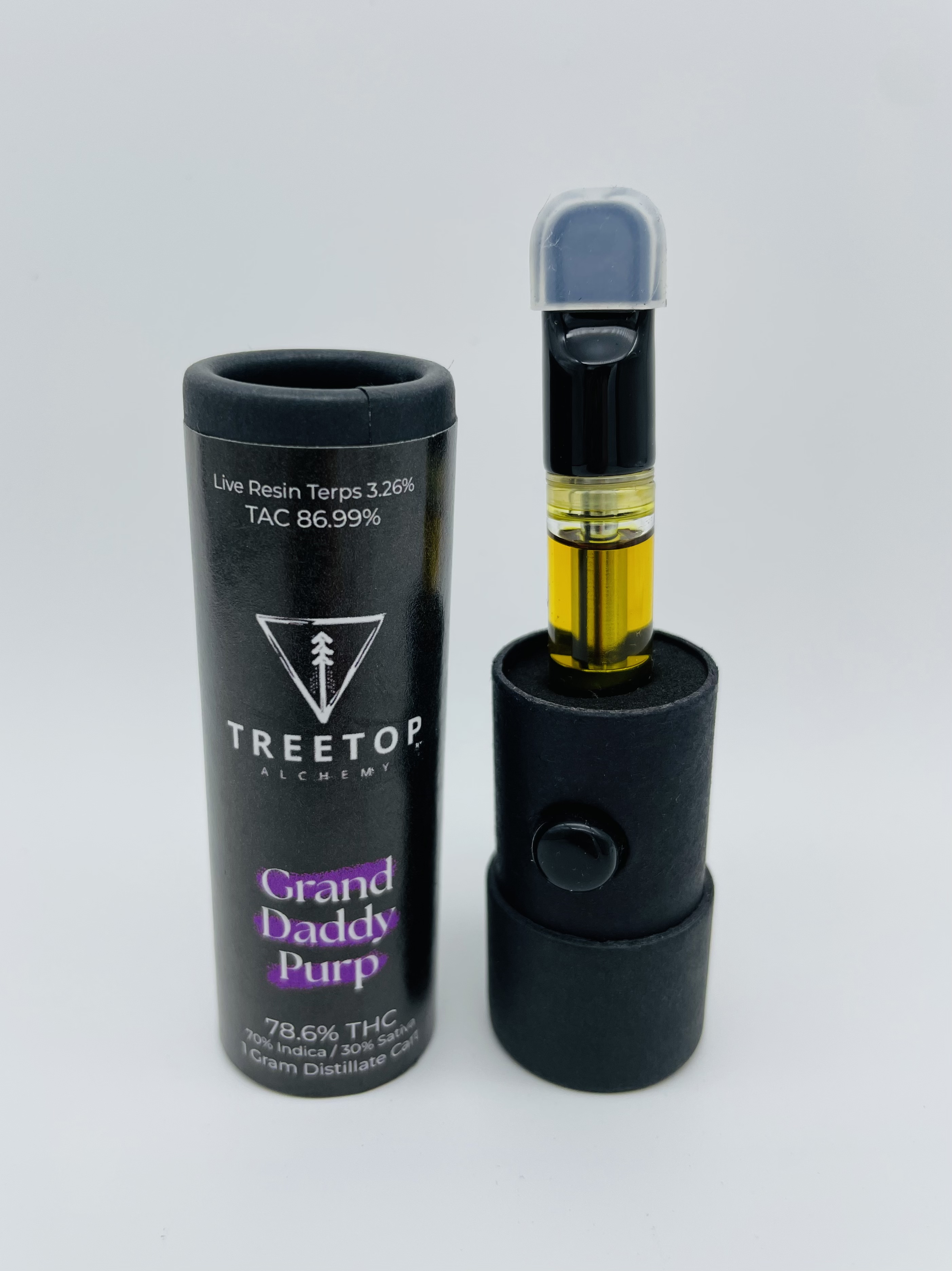 Photograph of Product: Treetop Alchemy | Grand Daddy Purple Distillate  | Cartridge | 1g |  78.6% THC
