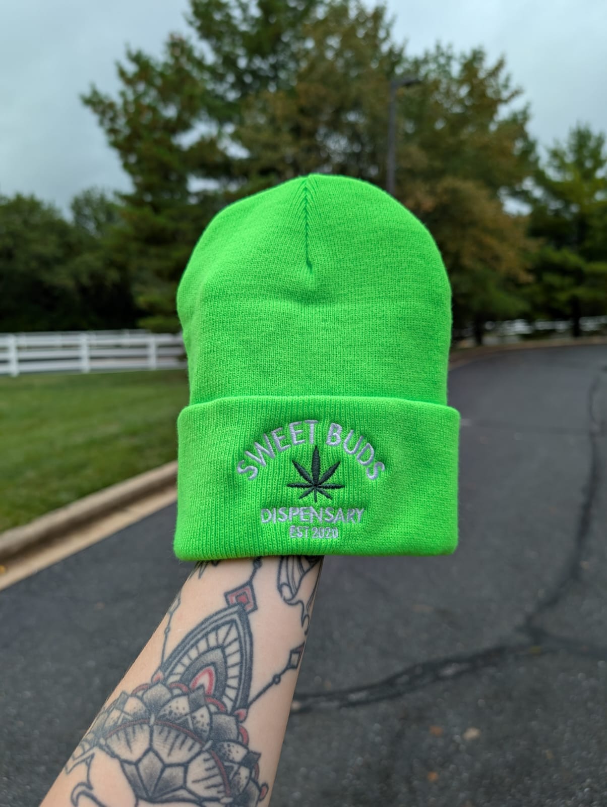 Photograph of product: Sweet Buds Beanie Hat - Neon Green