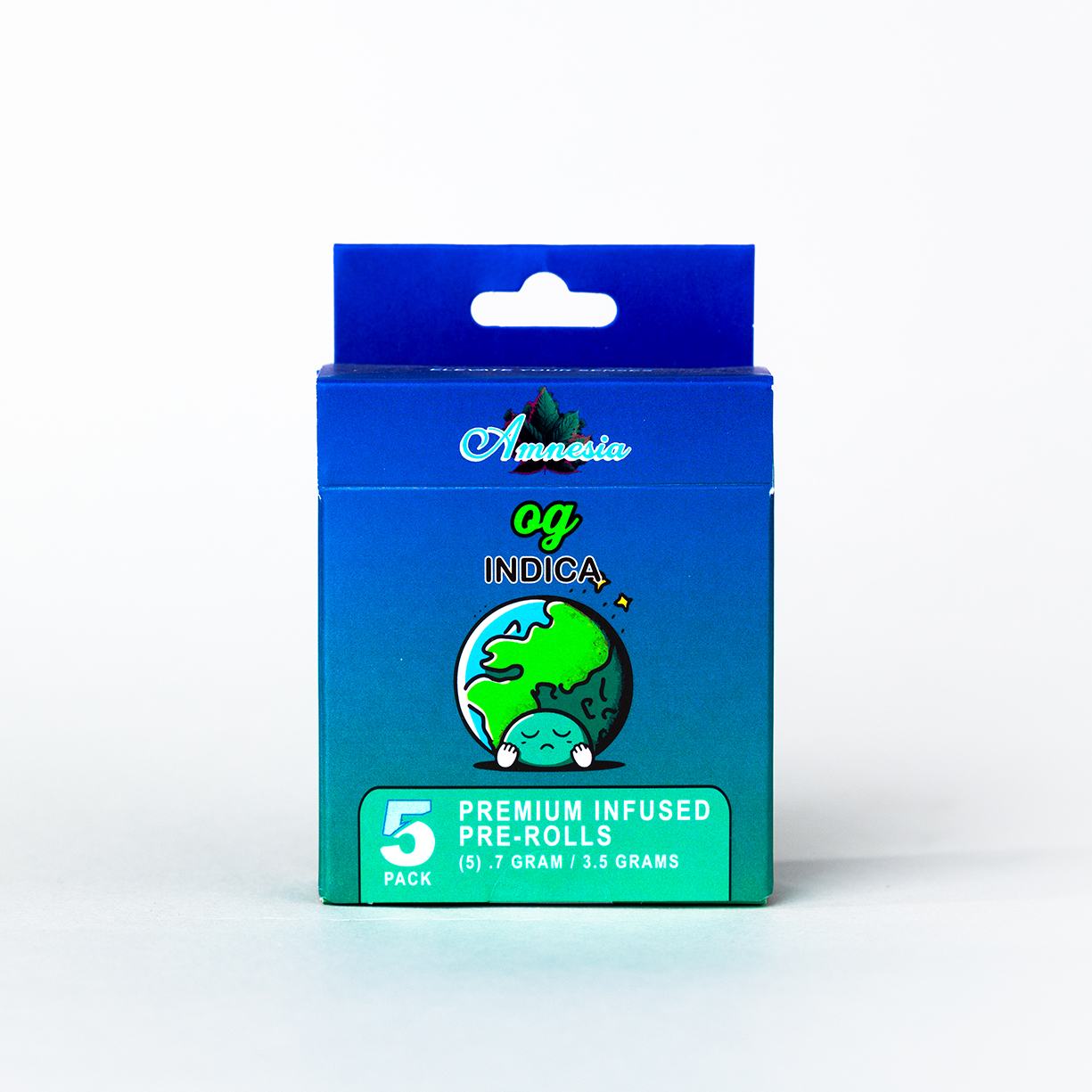 Photograph of product: Amnesia 5 x .7g Infused Bubble au chocolat Glass Tip Prerolls Blueberry Pancakes