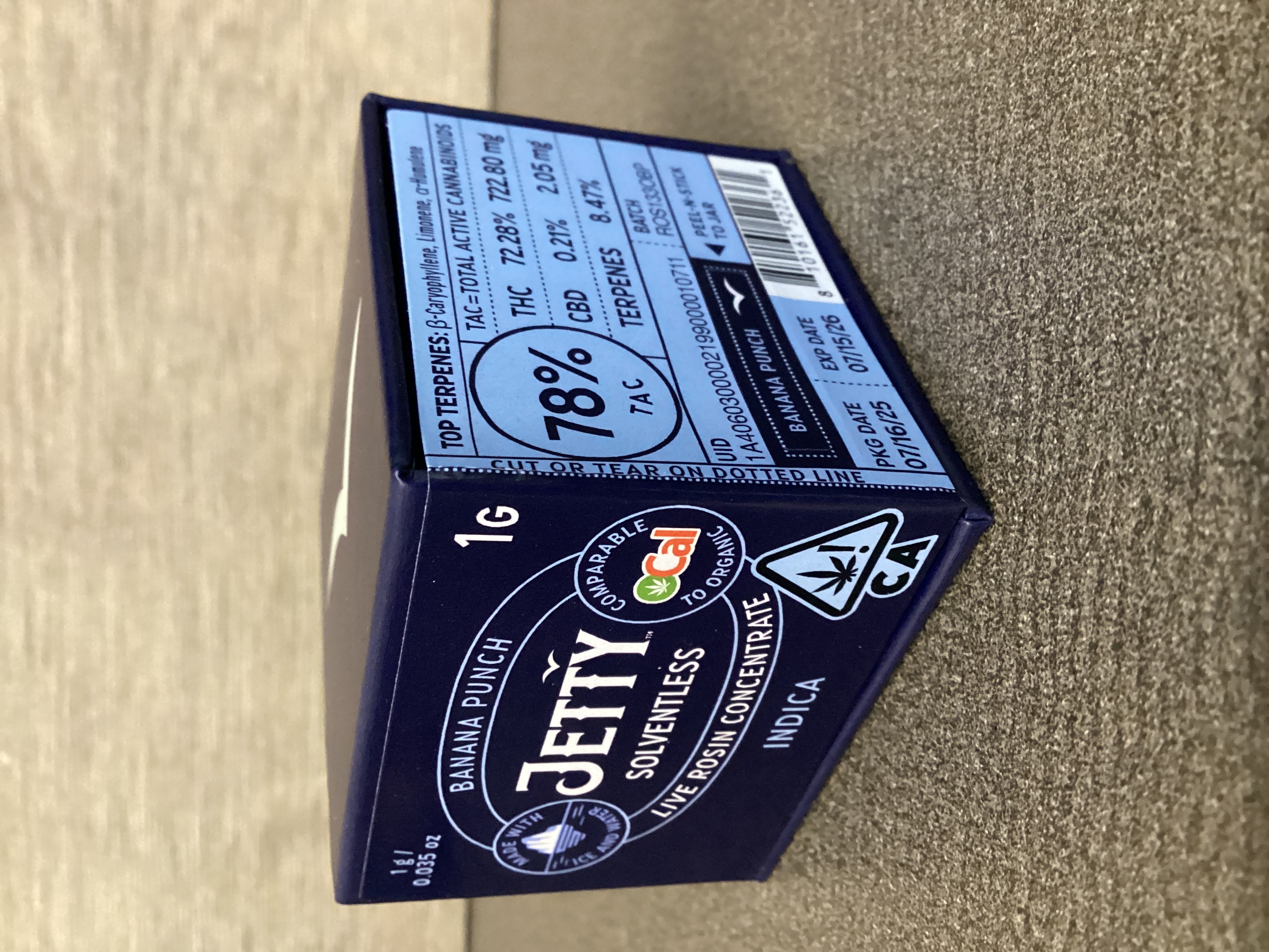 Photograph of product: JETTY - BANANA PUNCH LIVE ROSIN