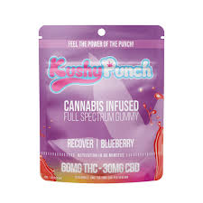 Photograph of product: Kushy Punch Gummies Blueberry Recovery 100mg
