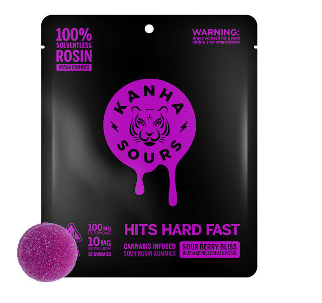 Photograph of product: Vegan Sour Berry Bliss Soventless Rosin Gummies 100mg - Sales Floor