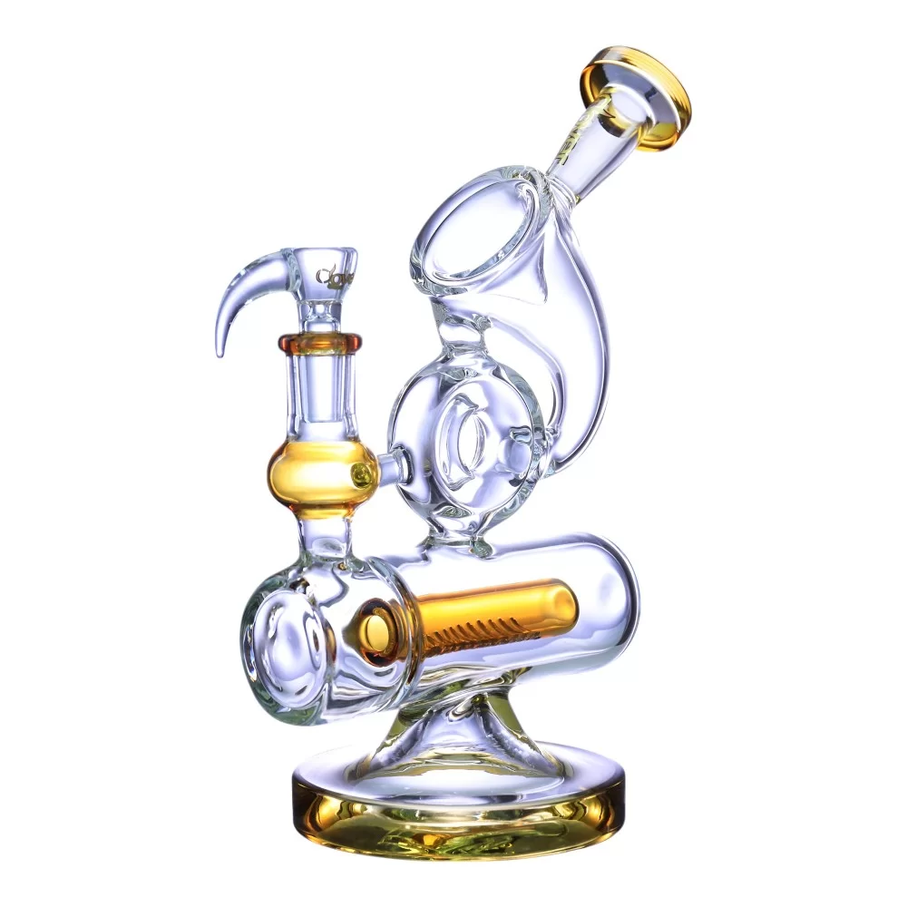 Photograph of product: Clover Glass - 9" Twisted Neck Donut Inline Perc Water Pipe
