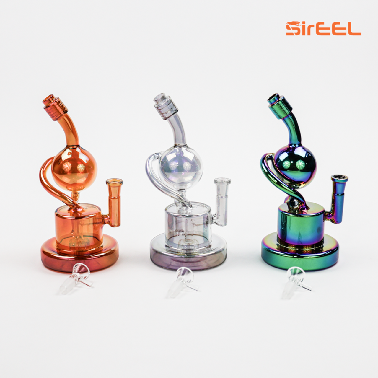 Photograph of product: SirEEL - 9" Iridized Ball Recycler Bong with Flower Bowl - Assorted Colors