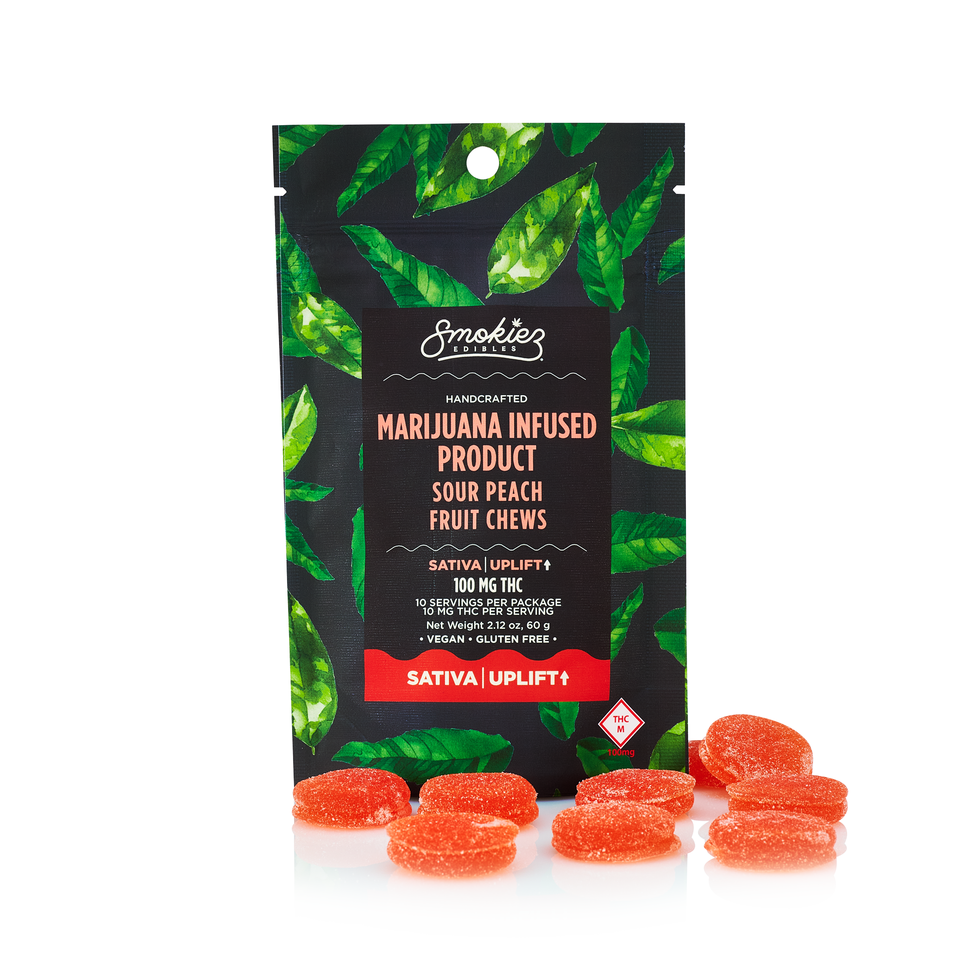 Photograph of product: Sour Peach | 100mg | Gummy | Smokiez