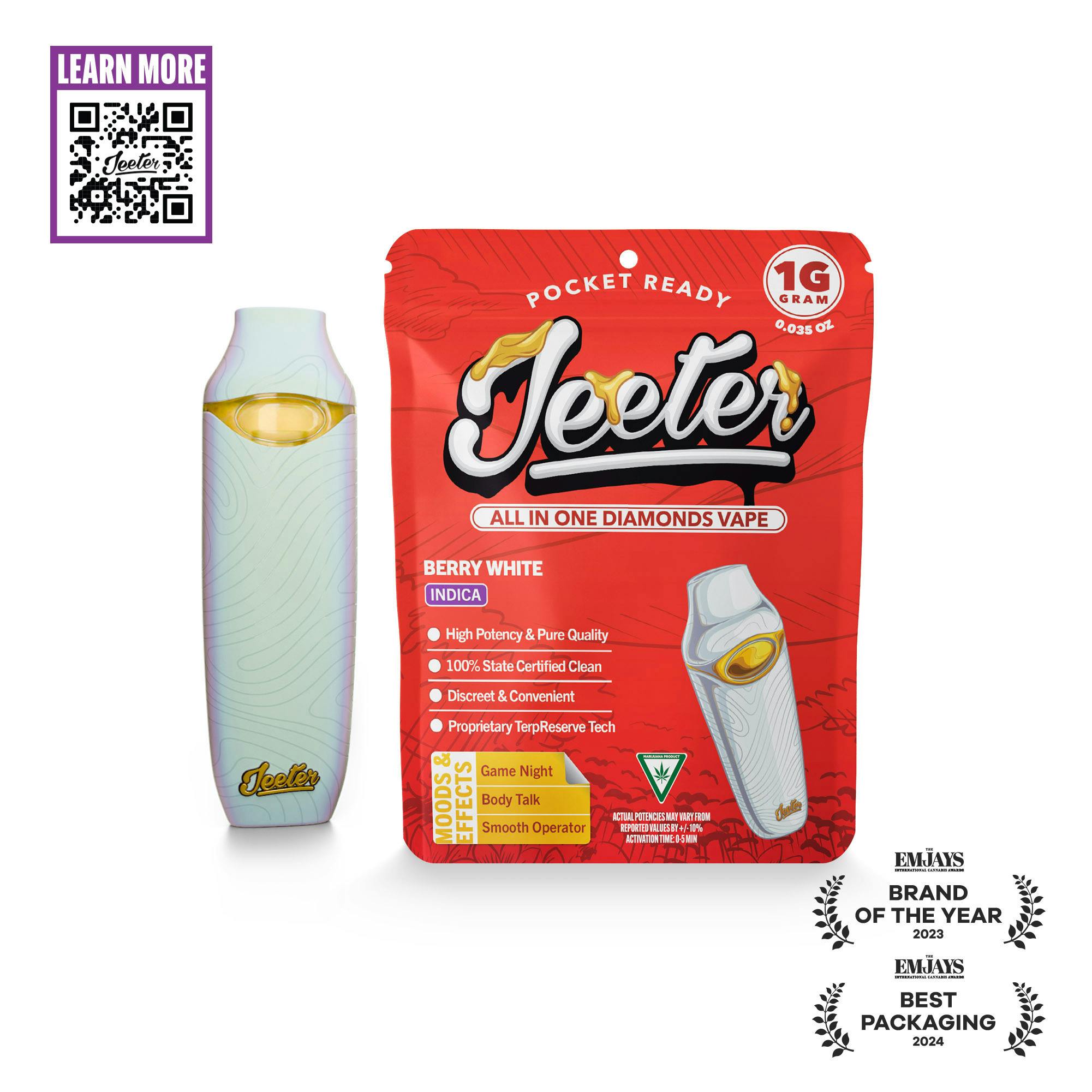 Photograph of product: Jeeter AIO - Berry White 1g Liquid Diamond Disposable