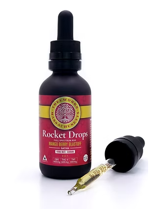 Photograph of product: Treeworks l Mango Berry Blastoff l Rocket Drops RSO Tincture (3:2:1 CBG:TH-oui-V:TH-oui) l 25ml