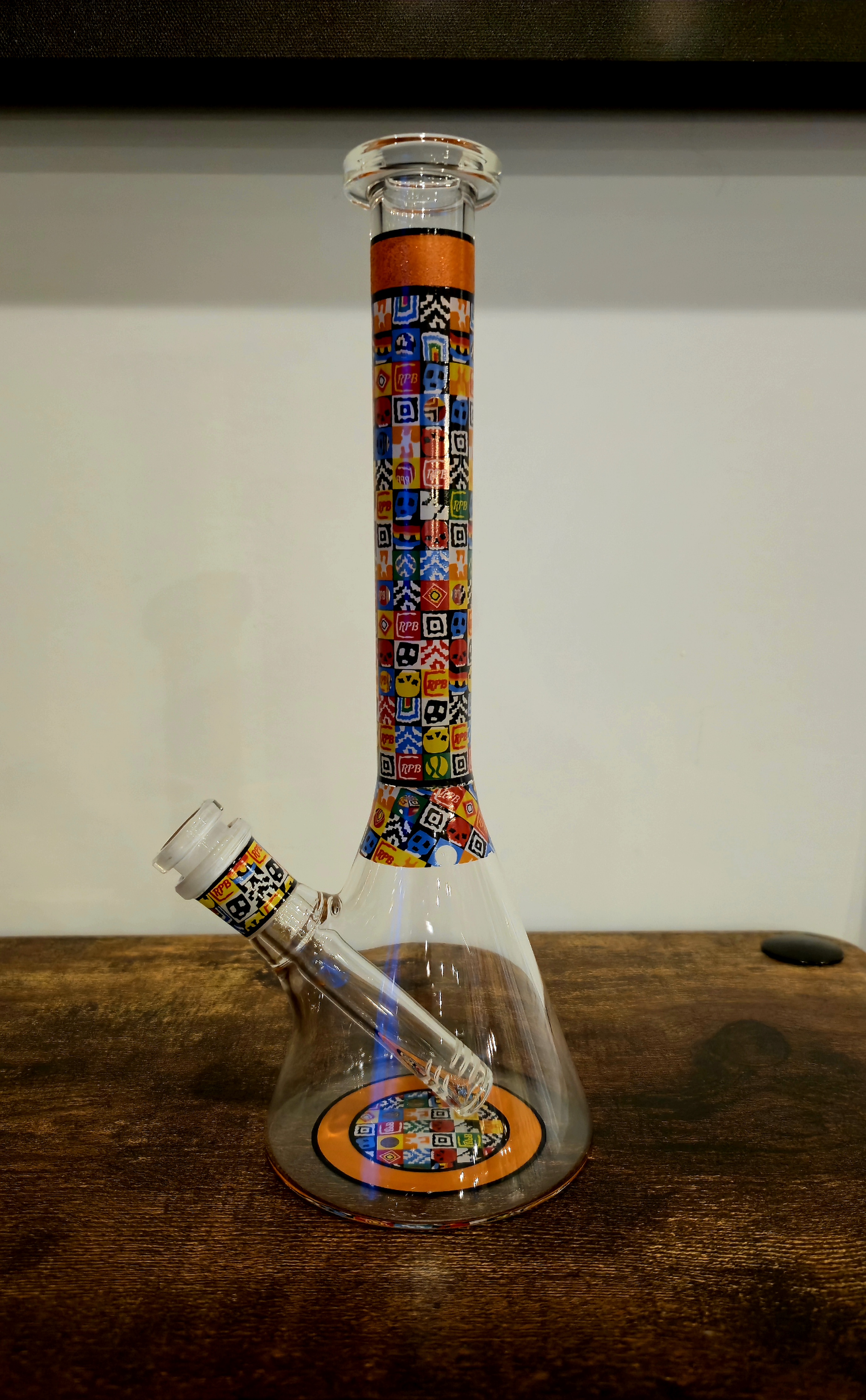 Photograph of product: Bong - 10" Wigwag Sectional Decal Glass Beaker Bong