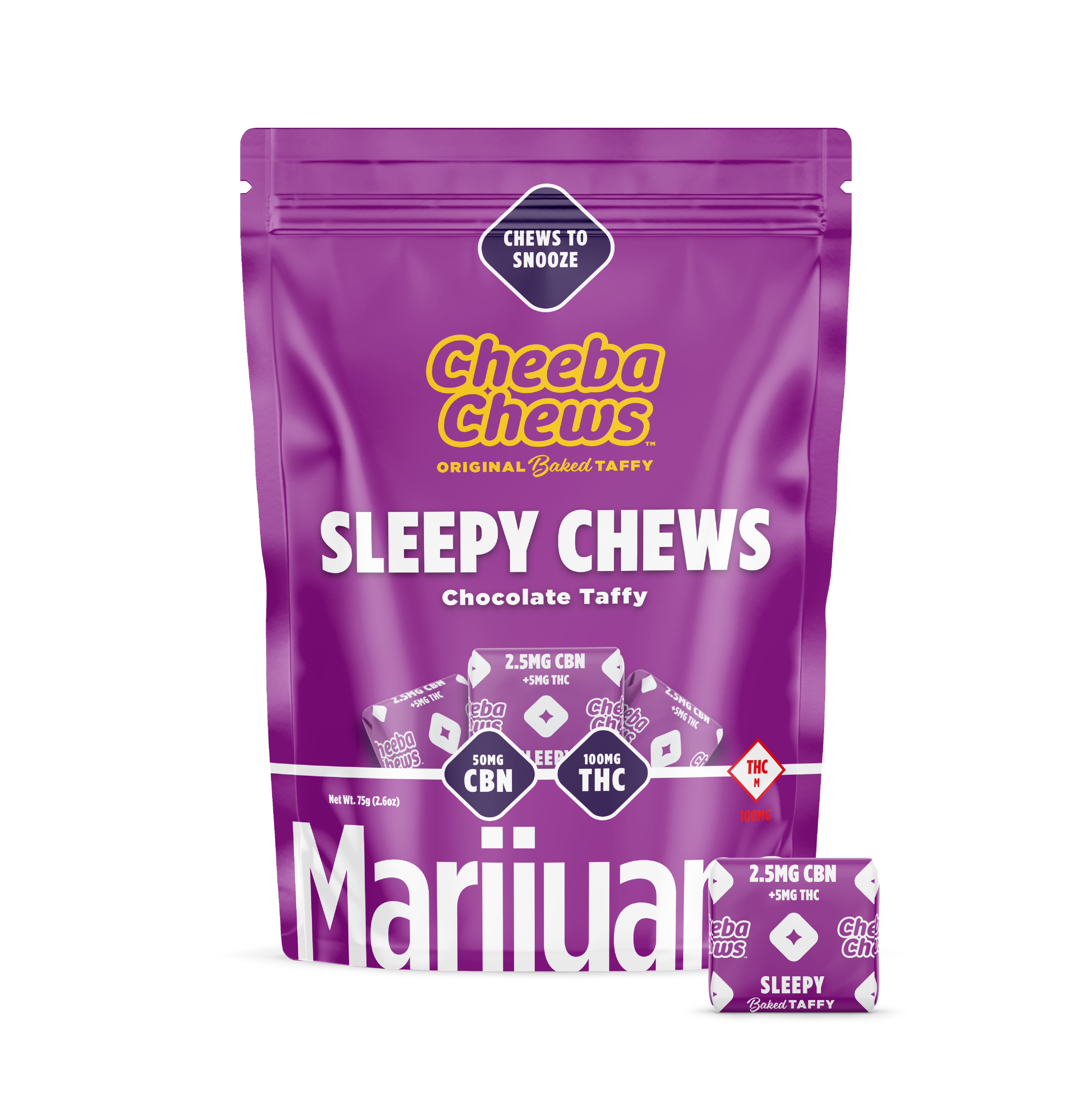 Photograph of product: Sleepy Chews Chocolate Taffy 20-pack | 100mg