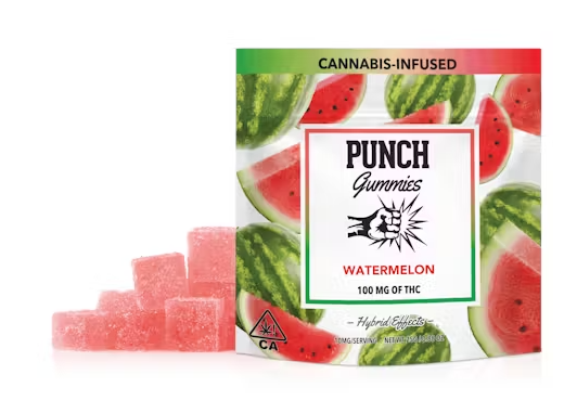 Photograph of product: PUNCH WATERMELON GUMMIES 100MG