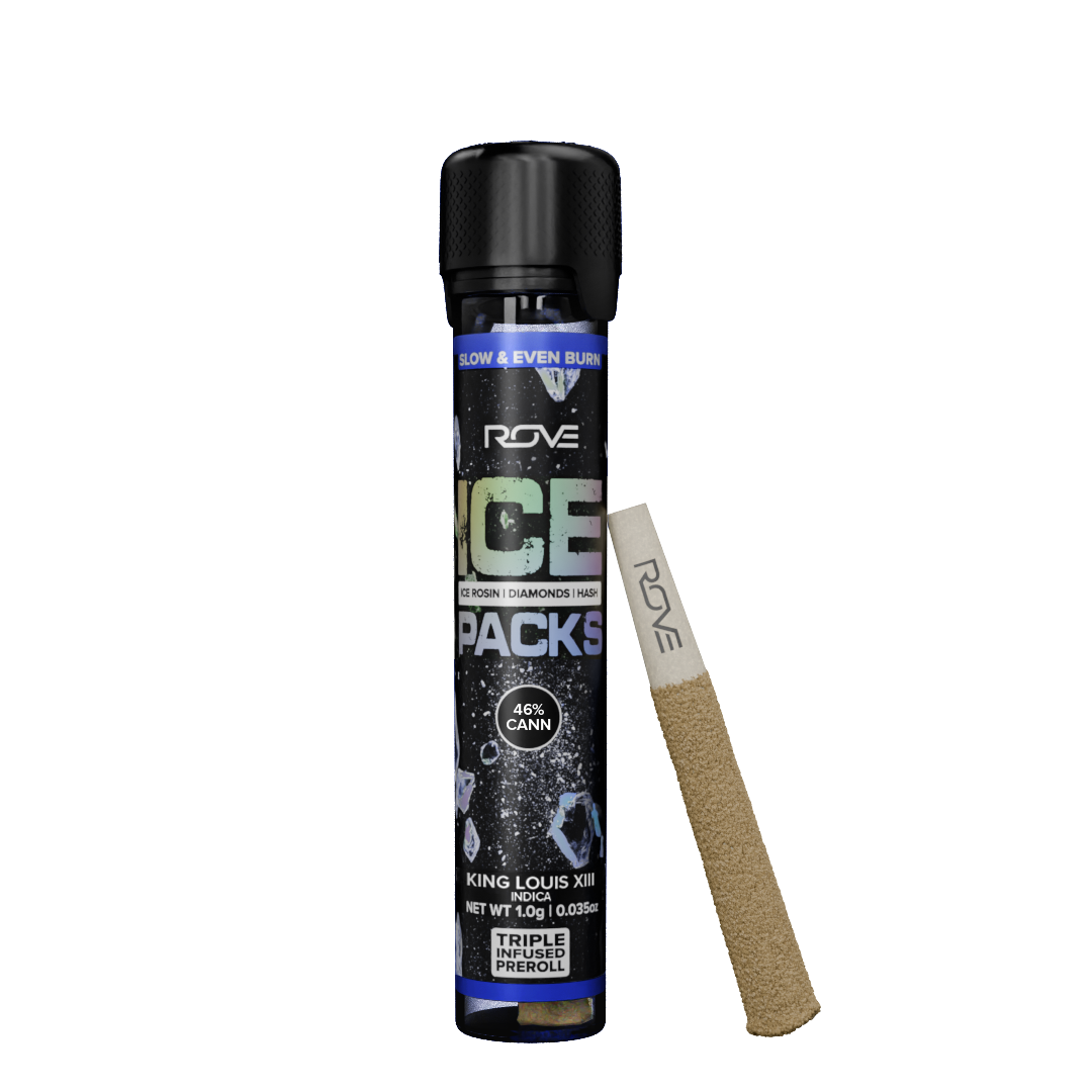 Photograph of product: Rove | Ice Pack Rosin, Diamond, au chocolat Infused | King Louis XIII | 1.0g - Preroll